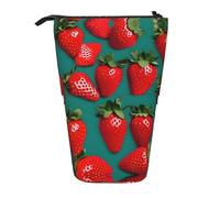 YQxwJL Many Strawberry Print Zippered Pencil Pouch Organizers Telescopic Pencil Bag Pen Holder Stationery Case For Office