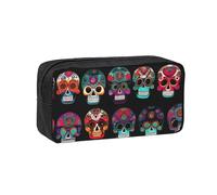 YQxwJL Mexican Skull Print Print Big Capacity Pencil Case Pen Pouch, 600d Oxford Fabric Pencil Bag With Sturdy Zipper School Supplies