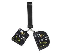 YQxwJL Microphone With Music Notes Print Small Wristlet Wallets For Women, Dual Pouch Keychain Wristlet Outdoor Sports Zipper Wrist Bag