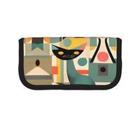 YQxwJL Mid-Century Modern Art Cat Print Canvas Fountain Pen Pouch Stylish Pen Case Organizer Bag Makeup Bags,For Everyday Travel