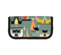 YQxwJL Mid-Century Modern Art Cats Print Canvas Fountain Pen Pouch Stylish Pen Case Organizer Bag Makeup Bags,For Everyday Travel