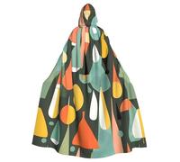 YQxwJL Mid Century Modern Retro With Drop Shapes Print Carnival Cape Robe Cloak, Sorcerer Hooded Cloak, For Adults Halloween Cosplay Costumes