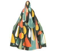 YQxwJL Mid Century Modern Retro with Drop Shapes print Halloween Hooded Robe Cloak for Adult Men Women Wizard Vampire Knight Fancy Cape Costume