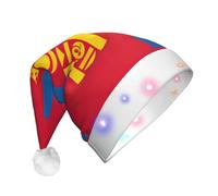 YQxwJL Mongolian Flag Print Hat Light Up Christmas Felt Elf Hat Led Hats Adults For Women Men, Great Holiday Gift