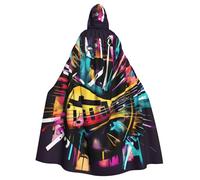 YQxwJL Music Graffiti Style Print Carnival Cape Robe Cloak, Sorcerer Hooded Cloak, For Adults Halloween Cosplay Costumes