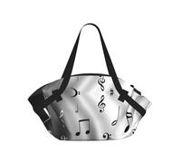 YQxwJL Music Notes Print Print 2-In-1 Picnic Blanket And Tote Bag, Outdoor Beach Mat 94cm Foldable Ground Cover For Camping