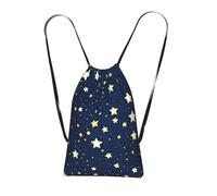 YQxwJL Navy Blue Sky And Star Print Drawstring Backpack Foldable Drawstring Bag Large Capacity Gym Bag Track Bag For Women Men