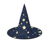 YQxwJL Navy Blue Sky And Star Print Halloween Witch Hat Head Headwear Decoration Witch Hat Cosplay Party Props For Women-2pcs