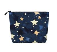 YQxwJL Navy Blue Sky and Stars print Cosmetic Bag, Makeup Bag Organizer with Zipper Cute Make Up Pouches Travel Szie Toiletry Bag, Black, One Size