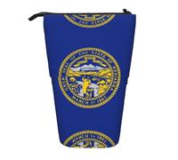 YQxwJL Nebraska Flag Print Zippered Pencil Pouch Organizers Telescopic Pencil Bag Pen Holder Stationery Case For Office