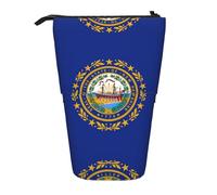 YQxwJL New Hampshire State Flag Print Zippered Pencil Pouch Organizers Telescopic Pencil Bag Pen Holder Stationery Case For Office
