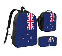 YQxwJL New Zealand Flag print 3 Piece Backpack Bags with Lunch Box Pencil Case Set for Travel Work Camping Unisex