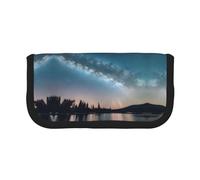 YQxwJL Night Sky And Trees Print Canvas Fountain Pen Pouch Stylish Pen Case Organizer Bag Makeup Bags,For Everyday Travel