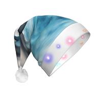 YQxwJL Ocean Dolphin Looking At You Print Hat Light Up Christmas Felt Elf Hat Led Hats Adults For Women Men, Great Holiday Gift
