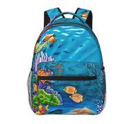 YQxwJL Ocean Sea Turtle Tropical Fish Starfish Print Lightweight Packable Backpack For Travel Camping Outdoor, Lightweight Foldable Daypack