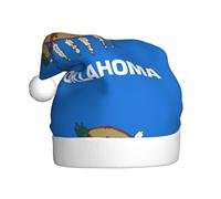 YQxwJL Oklahoma State Flag Print Santa Hat, Plush Christmas Hats, Holiday Festive Headwear, For Christmas Parties Everyday Wear