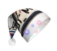YQxwJL Old License Plate Print Hat Light Up Christmas Felt Elf Hat Led Hats Adults For Women Men, Great Holiday Gift