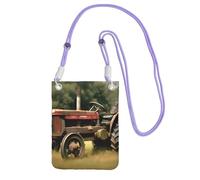 YQxwJL Old Tractor Photoes Farm Print Sling Bag For Men Women, Casual Mini Phone Purses, Anti-Theft Phone Bag, For Hiking Travel, Purple, One Size