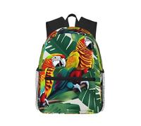 Yqxwjl Orange Sunflower Print Backpack For Women Men, Laptop Bookbag, Lightweight Casual Travel Daypack, Tropical Flower Leaf Parrot, One Size, Tropical