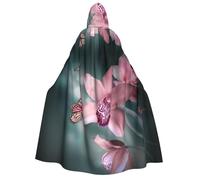 YQxwJL Orchid Flower Butterfly Soft Fresh Spring print Adult Hooded Cape, Long Cloak Costume for Party Women Men carnival Masquerade Dress Up
