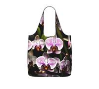 YQxwJL Orchids Print Foldable Tote Bag Reusable Shopping Bag Tear Resistant Grocery Bag For Work Travel 25l Capacity, Black, One Size, Tote Backpacks