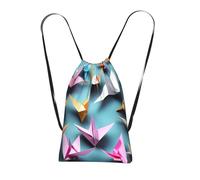 YQxwJL Origami Paper Cranes Print Drawstring Backpack Foldable Drawstring Bag Large Capacity Gym Bag Track Bag For Women Men