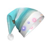 YQxwJL Palm Trees And Sea Print Hat Light Up Christmas Felt Elf Hat Led Hats Adults For Women Men, Great Holiday Gift
