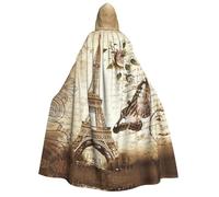 YQxwJL Paris Eiffel Tower Print Full Length Hooded Robe Cloak Long Cape Cosplay for Christmas carnival Party Costumes
