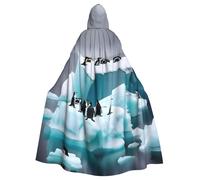 YQxwJL Penguins On The Iceberg Print Carnival Cape Robe Cloak, Sorcerer Hooded Cloak, For Adults Halloween Cosplay Costumes