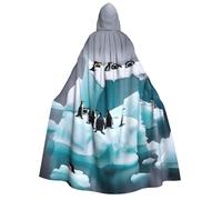 YQxwJL Penguins On The Iceberg print Halloween Hooded Robe Cloak for Adult Men Women Wizard Vampire Knight Fancy Cape Costume