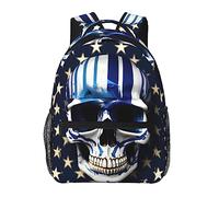 YQxwJL Penguins On The Iceberg Print Laptop Backpack Stylish Bookbag College Daypack Travel Business Work Bag For Men Women, Blue stripe stars skull, One Size