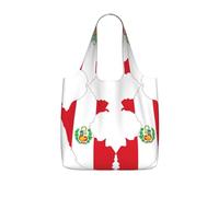 YQxwJL Peru Flag Map Print Ultralight Foldable Tote With Drawstring, Reusable Grocery And Travel Bag Packable Collapsible