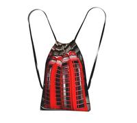 YQxwJL Phone Booth London Street Print Drawstring Backpack Foldable Drawstring Bag Large Capacity Gym Bag Track Bag For Women Men