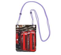 YQxwJL Phone Booth London Street Print Sling Bag For Men Women, Casual Mini Phone Purses, Anti-Theft Phone Bag, For Hiking Travel, Purple, One Size