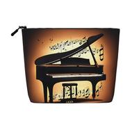 YQxwJL Piano Violin and Music Notes print Cosmetic Bag, Makeup Bag Organizer with Zipper Cute Make Up Pouches Travel Szie Toiletry Bag, Black, One Size