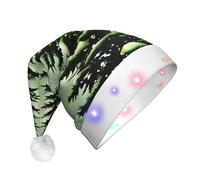 YQxwJL Pine Needle Tree Winter Landscape Print Hat Light Up Christmas Felt Elf Hat Led Hats Adults For Women Men, Great Holiday Gift