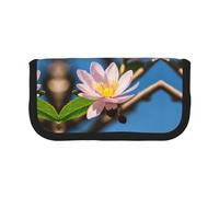 YQxwJL Pink Almond Blossom Print Canvas Fountain Pen Pouch Stylish Pen Case Organizer Bag Makeup Bags,For Everyday Travel