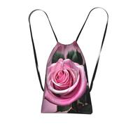 YQxwJL Pink And Rose Print Drawstring Backpack Foldable Drawstring Bag Large Capacity Gym Bag Track Bag For Women Men