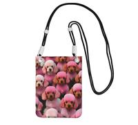 YQxwJL Pink Poodles Dogs Print Sling Bag For Men Women, Casual Mini Phone Purses, Anti-Theft Phone Bag, For Hiking Travel, Black, One Size