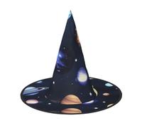 YQxwJL Planets Stars And Milky Way Galaxy Print Halloween Witch Hat Head Headwear Decoration Witch Hat Cosplay Party Props For Women-2pcs