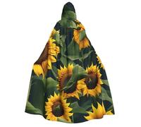 YQxwJL Plants Theme Sunflower print Halloween Hooded Robe Cloak for Adult Men Women Wizard Vampire Knight Fancy Cape Costume