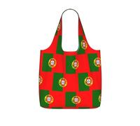 YQxwJL Portuguese Flag Print Ultralight Foldable Tote With Drawstring, Reusable Grocery And Travel Bag Packable Collapsible