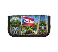 YQxwJL Puerto Rico Flags Frog Palm Trees Print Canvas Fountain Pen Pouch Stylish Pen Case Organizer Bag Makeup Bags,For Everyday Travel