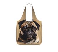 YQxwJL Pug Dogs Print Foldable Tote Bag Reusable Shopping Bag Tear Resistant Grocery Bag For Work Travel 25l Capacity, Black, One Size, Tote Backpacks