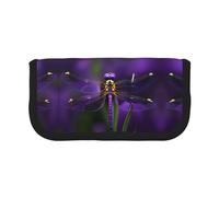 YQxwJL Purple Dragonfly Print Canvas Fountain Pen Pouch Stylish Pen Case Organizer Bag Makeup Bags,For Everyday Travel