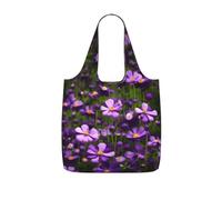 YQxwJL Purple Flowers Print Foldable Tote Bag Reusable Shopping Bag Tear Resistant Grocery Bag For Work Travel 25l Capacity, Black, One Size, Tote Backpacks