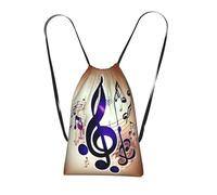 YQxwJL Purple Music Notes Print Drawstring Backpack Foldable Drawstring Bag Large Capacity Gym Bag Track Bag For Women Men