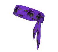 YQxwJL Purple Rose Print Print Head Tie Headbands For Men Women, Adjustable Bandana Sweatbands Hair Wrap Bands For Sports