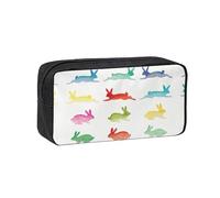 YQxwJL Rainbow Rabbit Print Pencil Box Large Capacity Pencilcase Wear-Resistant Pen Organizer Bag Pouch for Office Makeup