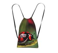 YQxwJL Red Ladybug Dasisy Print Drawstring Backpack Foldable Drawstring Bag Large Capacity Gym Bag Track Bag For Women Men